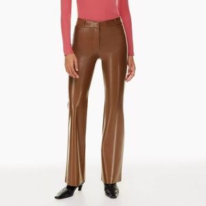 Aritzia Brown Faux Leather Boot Cut Pants